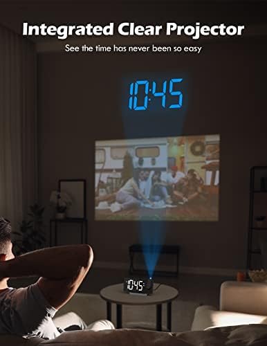 Uptimus Projection Alarm Clock with FM Radio and USB Charging
