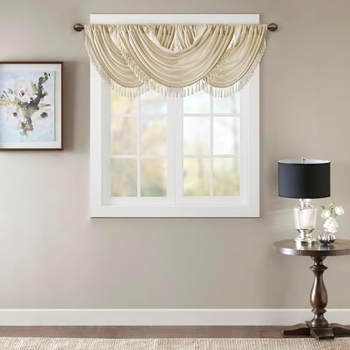 Madison Park Elena Waterfall Embellished Valance 38X46