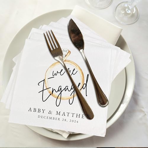 Luxury Custom Engagement Napkins Set of 15