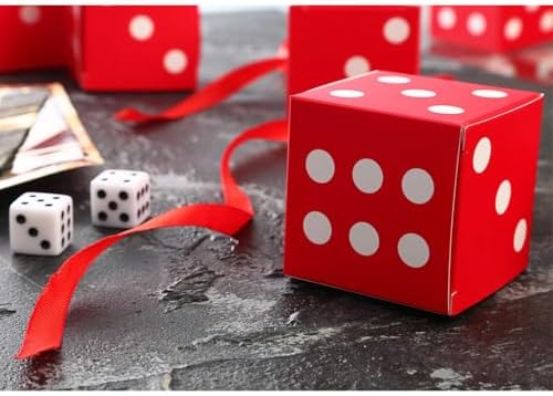 AWELL Red Dice Favor Box Set of 50 2x2x2 Inches Cube Shape