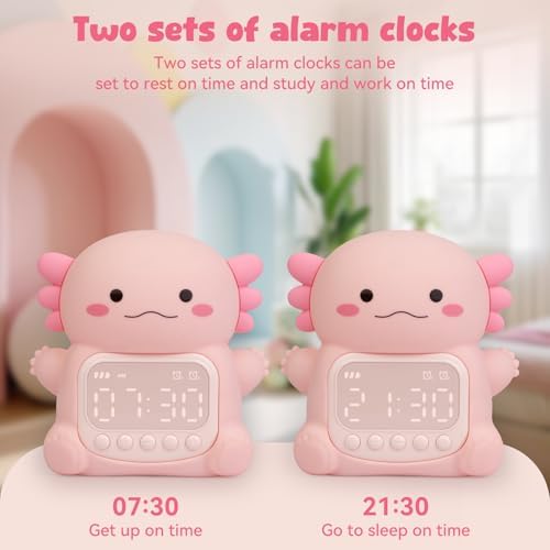 Axolotl Alarm Clock with Night Light for Kids