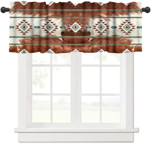 Cowhide Style Valance with Aztec Pattern