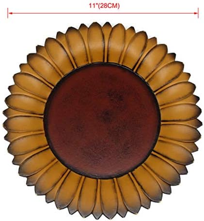 CVHOMEDECO Sunflower Shape Wooden Plate 11 Inch