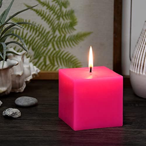 3 Inch HotPink Square Pillar Candles
