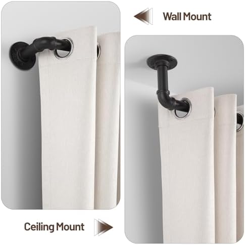 Zeerobee 1 Inch Black Curtain Rod 48-86 Inches
