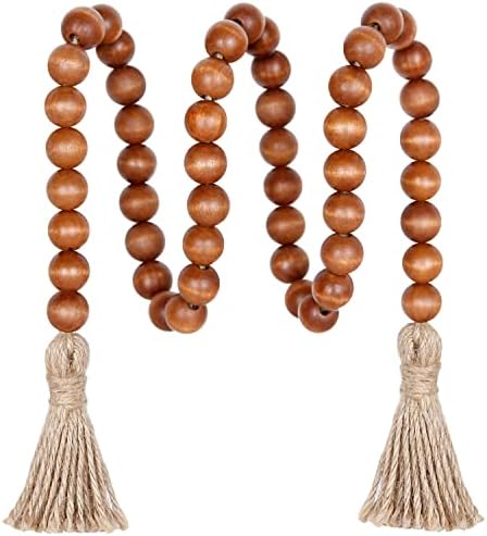 Meplait 39 Inch Wood Bead Garland with Tassels