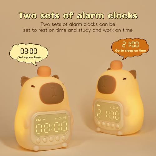 Capybara Alarm Clock with Night Light for Kids