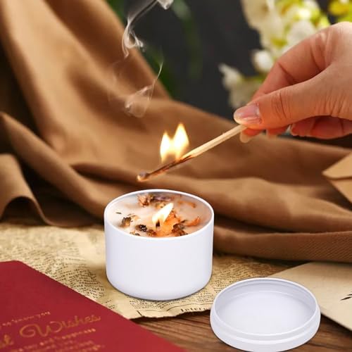 4 Oz Candle Tins Set of 24 Premium Matte White Jars with Lids