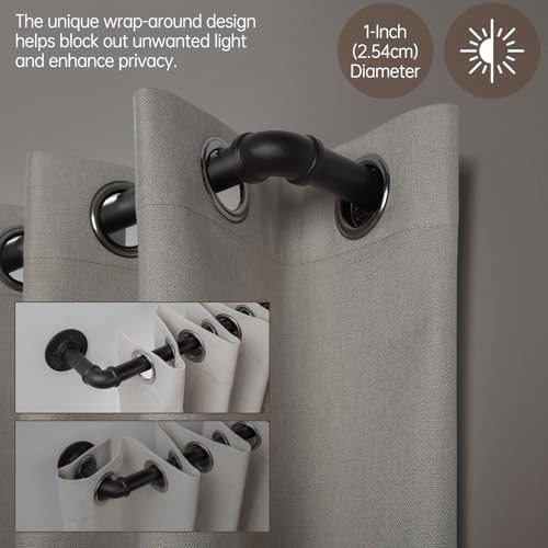 Zeerobee 1 Inch Black Curtain Rod 48-86 Inches