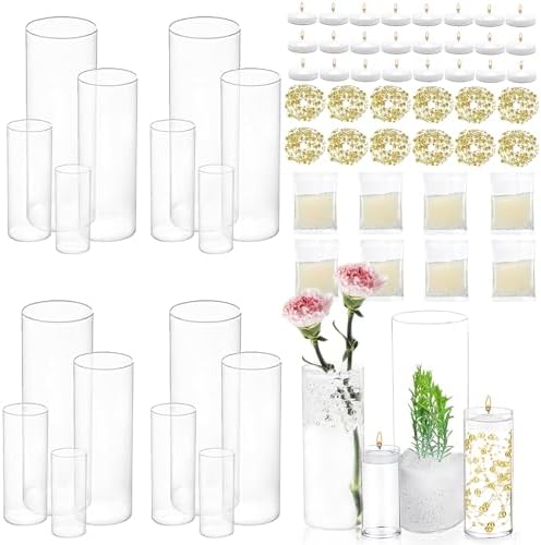 UDU 16 Glass Cylinder Vase Set for Centerpieces