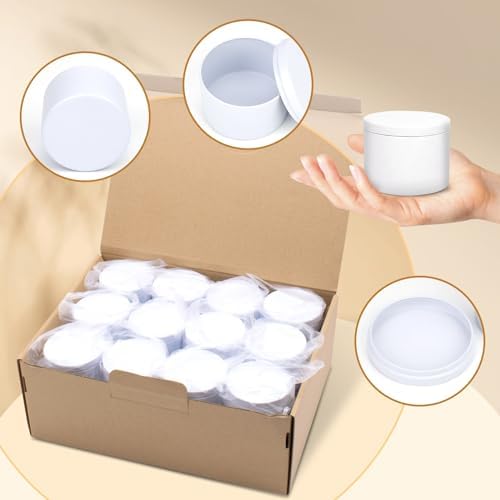 4 Oz Candle Tins Set of 24 Premium Matte White Jars with Lids