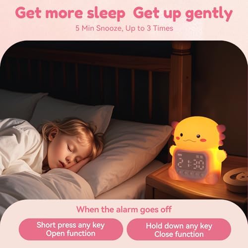 Axolotl Alarm Clock with Night Light for Kids