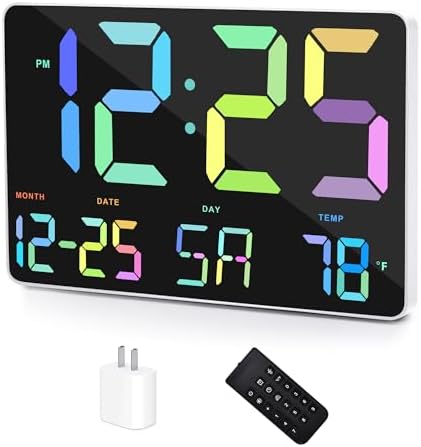 Amgico RGB Digital Alarm Clock with Snooze and Temperature Display