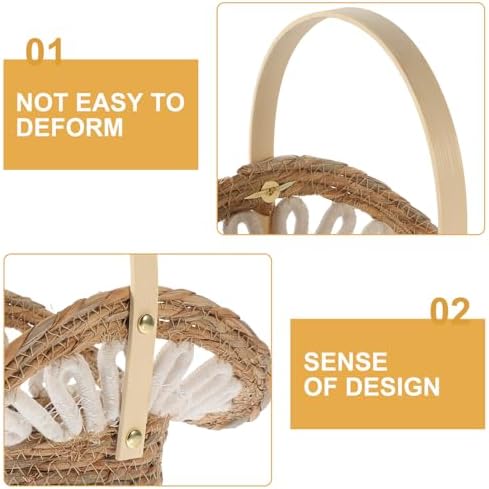 Flower Girl Basket Hand Woven Straw for Home Decor