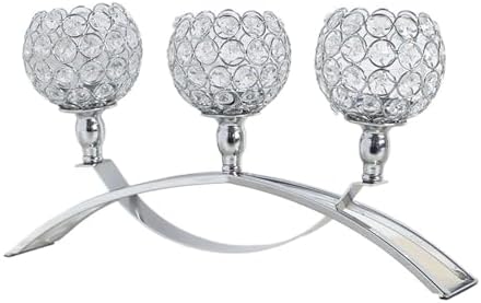 Crystal Candle Holder Set Silver Color