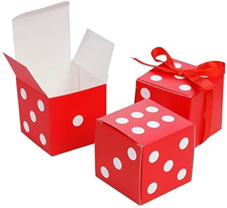 AWELL Red Dice Favor Box Set of 50 2x2x2 Inches Cube Shape