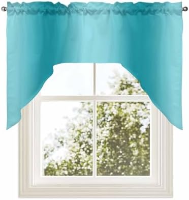 Teal Ombre Swag Valance Curtains 56x36