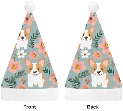 Santa Hat Corgi Floral Headwear Christmas Party Hat