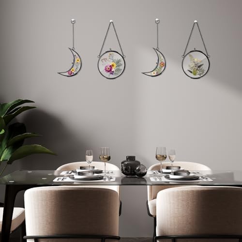 Qunclay 4 Pcs Pressed Flower Frame with Chain