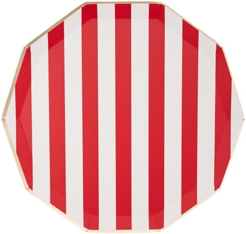 Red Cabana Stripe Paper Plates 105 Inch Pack of 8