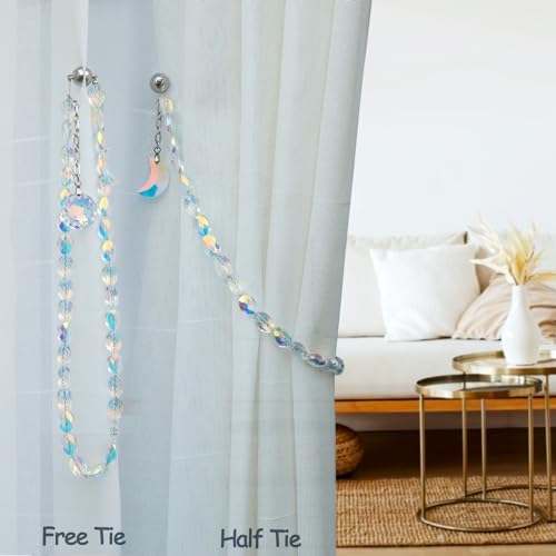 PEDOBO Magnetic Curtain Tiebacks 2 Pack Crystal AB