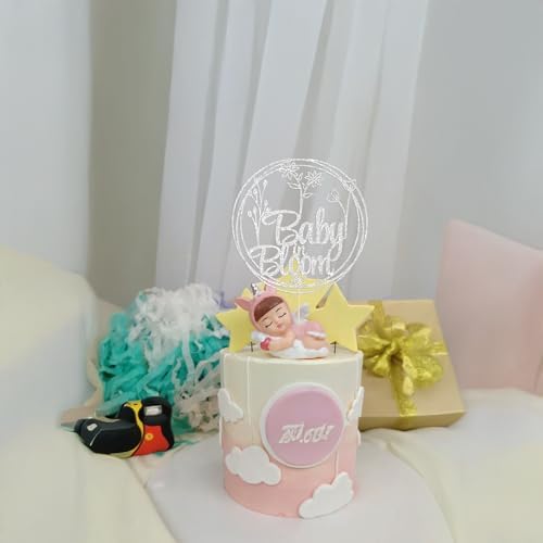 Gyufise Baby in Bloom Glitter Flower Cake Topper