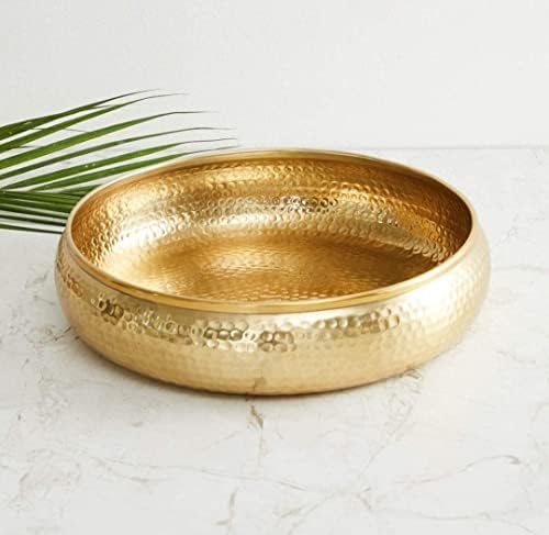 Karrmas Antique Round Hammered Potpourri Bowl 12 Inch Metallic Gold Candleholder
