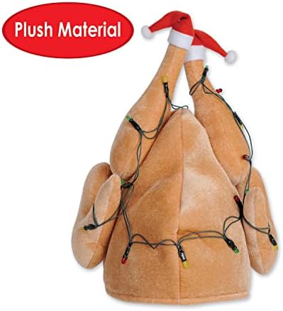 Beistle Plush Light-up Christmas Turkey Hats Set of 3