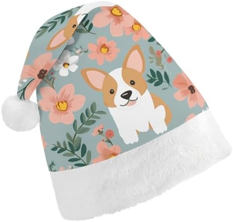 Santa Hat Corgi Floral Headwear Christmas Party Hat