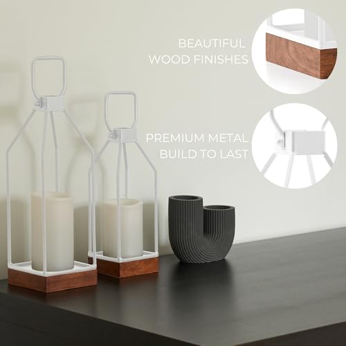 KIBAGA Decorative Lantern Set of 2 Black Modern Farmhouse Style