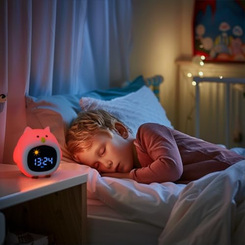 Avalynese Owl Alarm Clock with Night Light and Sound Machine