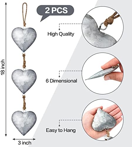 Moxweyeni 2 Piece Silver Metal Heart Wall Decor