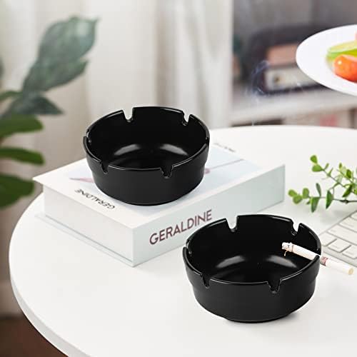 6Pcs Stackable Black Ashtray Set for Home and Outdoor Use