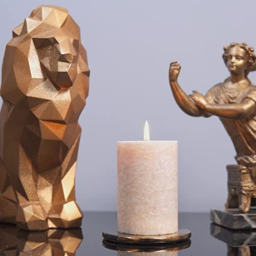 GreenSpark Natural Unscented Pillar Candles Set of 4 Marble White