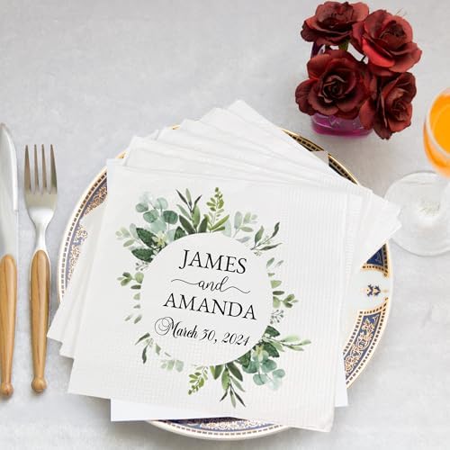Luxury Personalized Napkins For Wedding Custom Printed Couple Name Paper