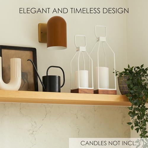 KIBAGA Decorative Lantern Set of 2 Black Modern Farmhouse Style