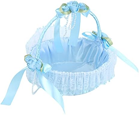 Cute Blue Wedding Flower Girl Baskets with Handles