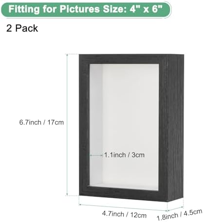 2 Pack 4x6 Inch Wooden Shadow Box Frame Display Case