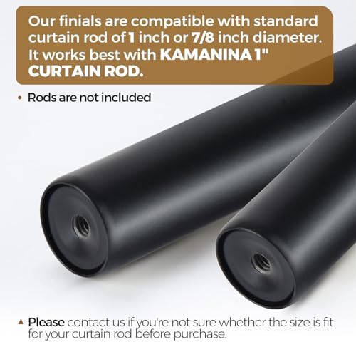 KAMANINA 2pcs Black Finials for Curtain Rods