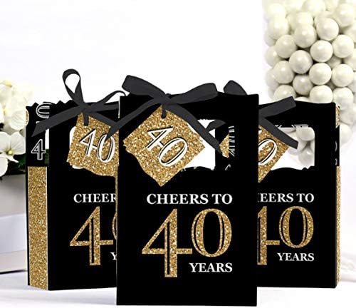 Big Dot of Happiness 40th Birthday Favor Box Set of 12