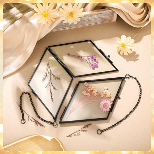 Qunclay 4Pc Floating Glass Frame Rhombus Wall Art Display