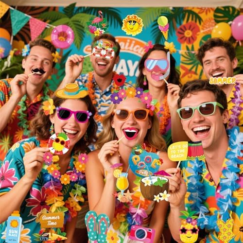 JOJO FLY 25 Pcs Summer Pool Beach Photo Booth Props