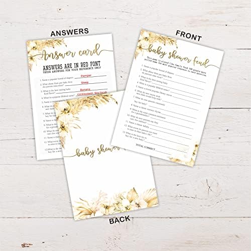 Boho Pampas Grass Baby Shower Game Cards 1