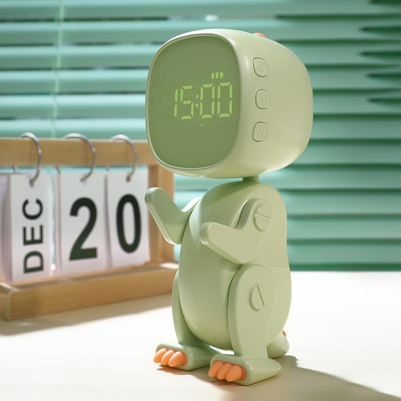 Dynamic Dinosaur Alarm Clock for Kids Green