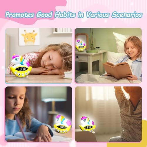 DoliWish Unicorn Alarm Clock with Night Light and White Noise