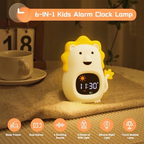 Kids Alarm Clock with White Noise and Night Light