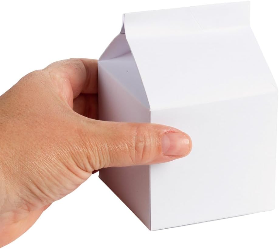 Pack of 48 White Party Favor Milk Cartons