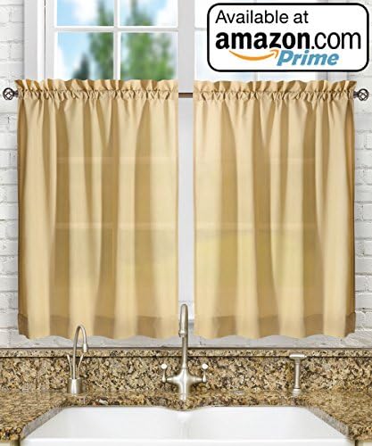 Simple Comfort Ellis 60x38 Inch Ruffled Swag Curtain Almond