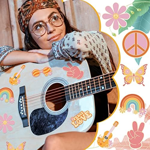 Colarr 60 Pieces Groovy Retro Hippie Party Cutouts
