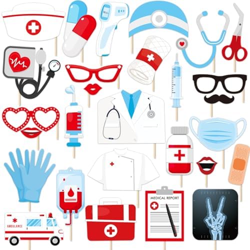 Nurse Photo Booth Props 31 Pieces Set